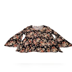 Women's 3X Ava James Floral Print V-Neck Long Sleeve Shirt